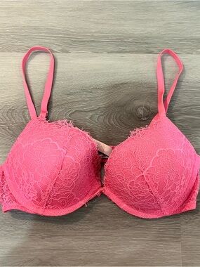 Victoria's Secret Hot Pink Lace Push-Up Bra Size 34C